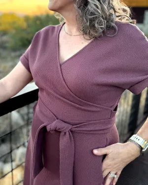 ALOE waffle knit dress in Muted Fig