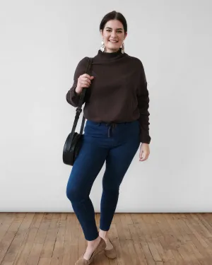 ANNIKA waffle knit top in Dark Oak
