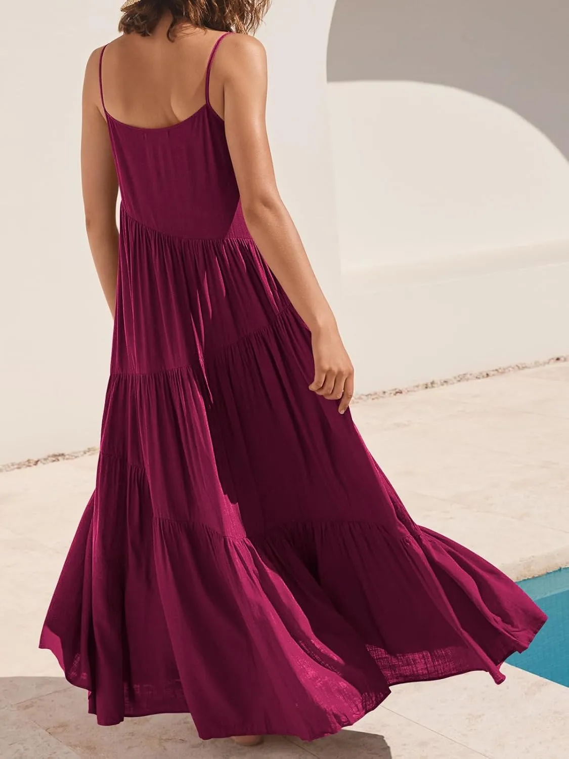 ANRABESS Women Summer Casual Loose Sleeveless Sundress Spaghetti Strap Flowy Boho Linen Beach Vacation Maxi Long Dress