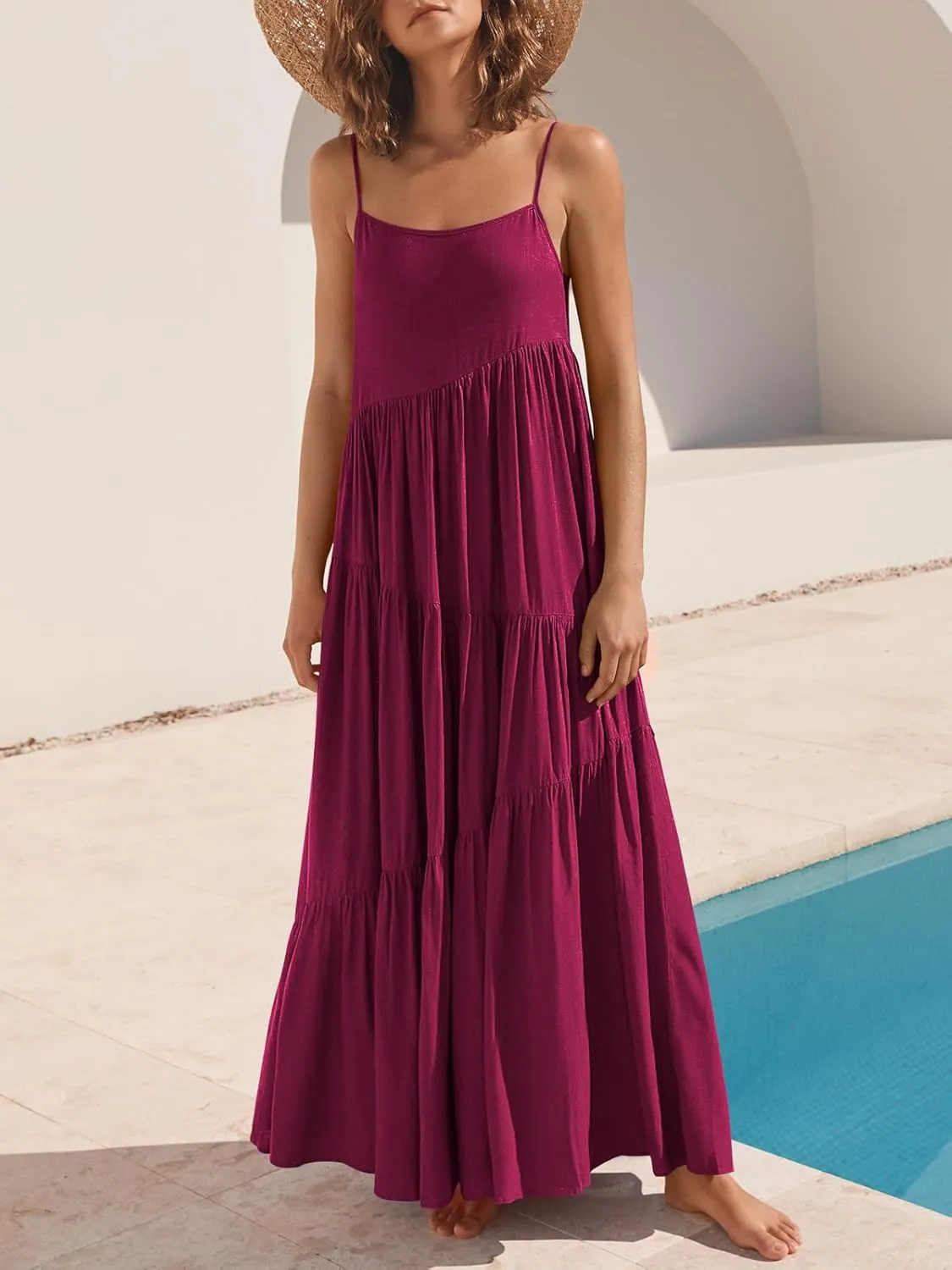 ANRABESS Women Summer Casual Loose Sleeveless Sundress Spaghetti Strap Flowy Boho Linen Beach Vacation Maxi Long Dress