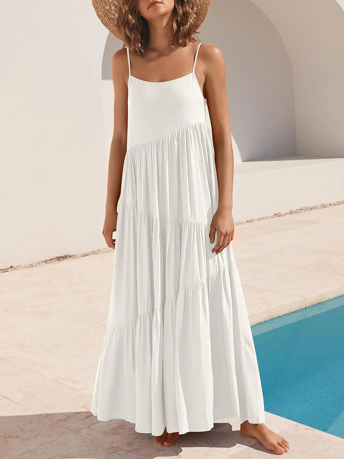 ANRABESS Women Summer Casual Loose Sleeveless Sundress Spaghetti Strap Flowy Boho Linen Beach Vacation Maxi Long Dress