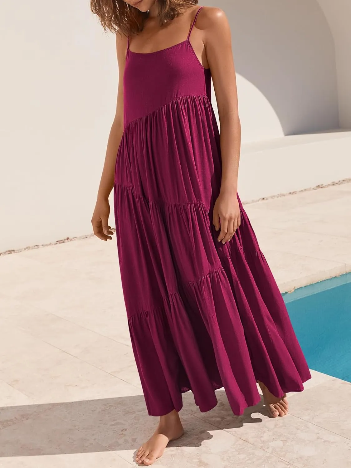 ANRABESS Women Summer Casual Loose Sleeveless Sundress Spaghetti Strap Flowy Boho Linen Beach Vacation Maxi Long Dress