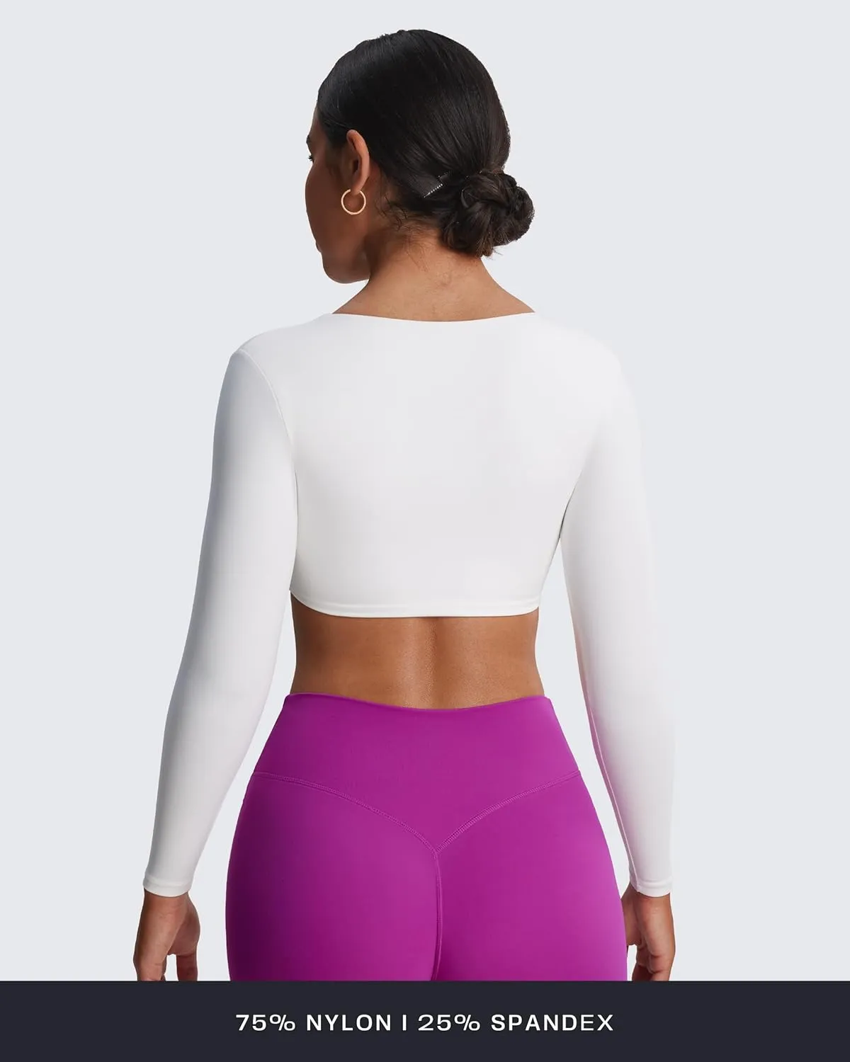 Aoxjox Long Sleeve Crop Tops for Women Sienna Twist Deep V Workout Cropped T Shirt Top