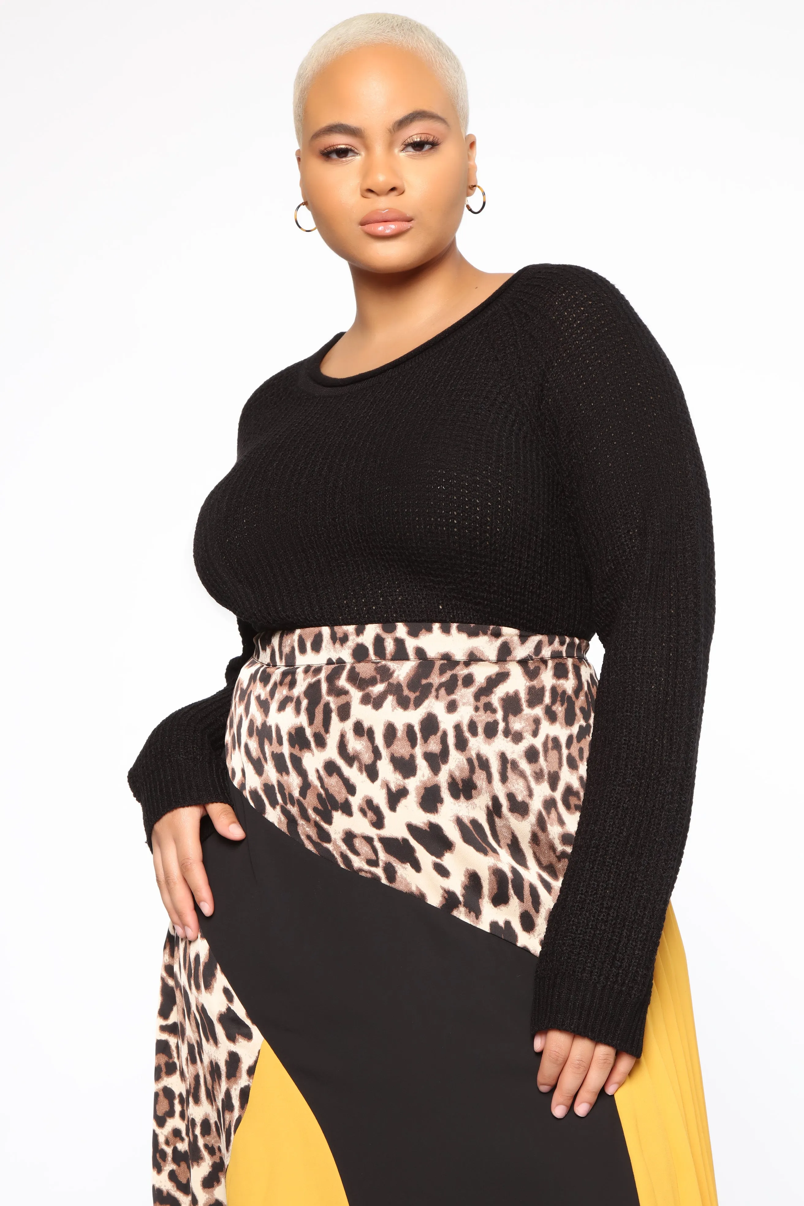Ariana Waffle Sweater - Black
