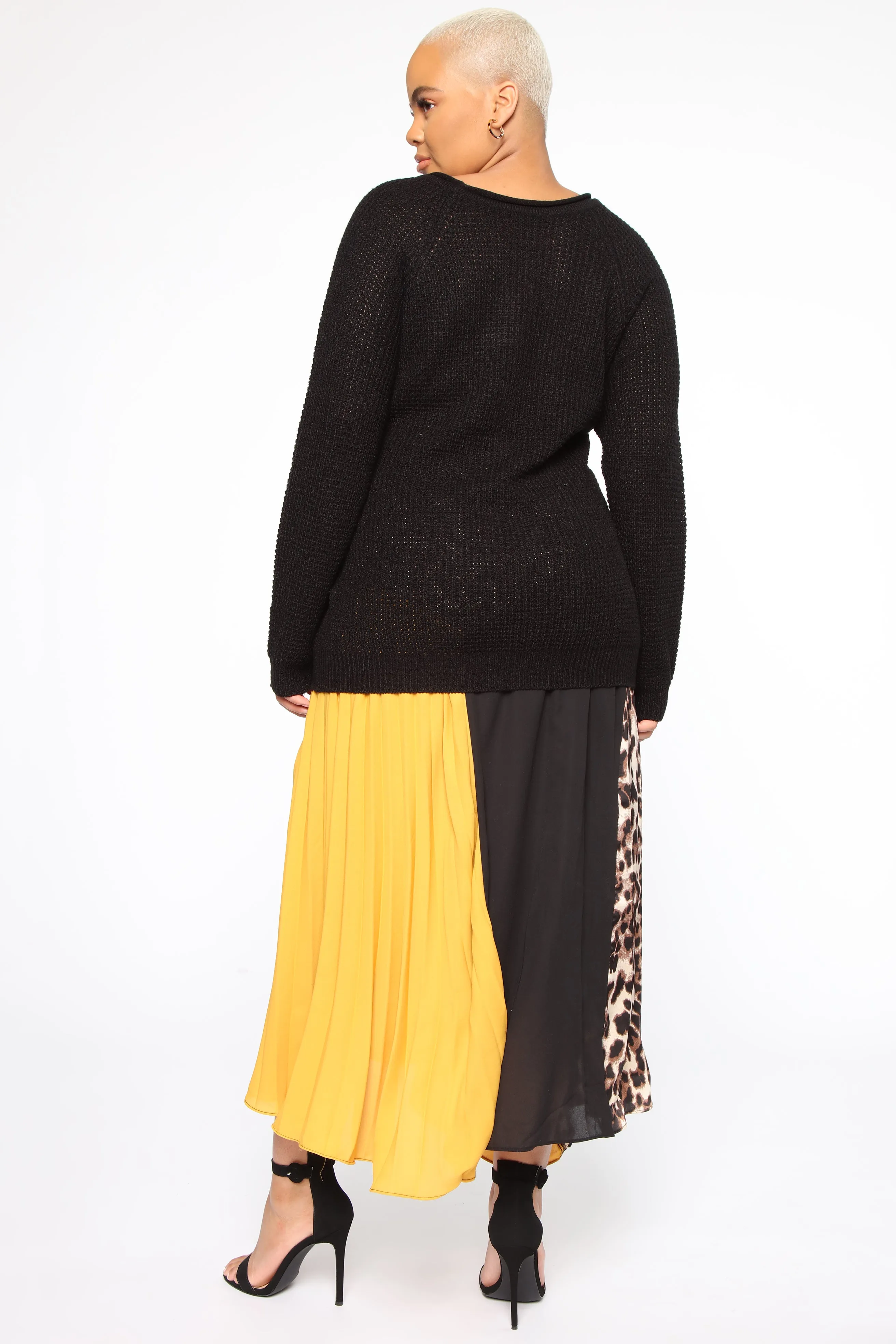 Ariana Waffle Sweater - Black