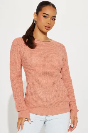 Ariana Waffle Sweater - Mauve