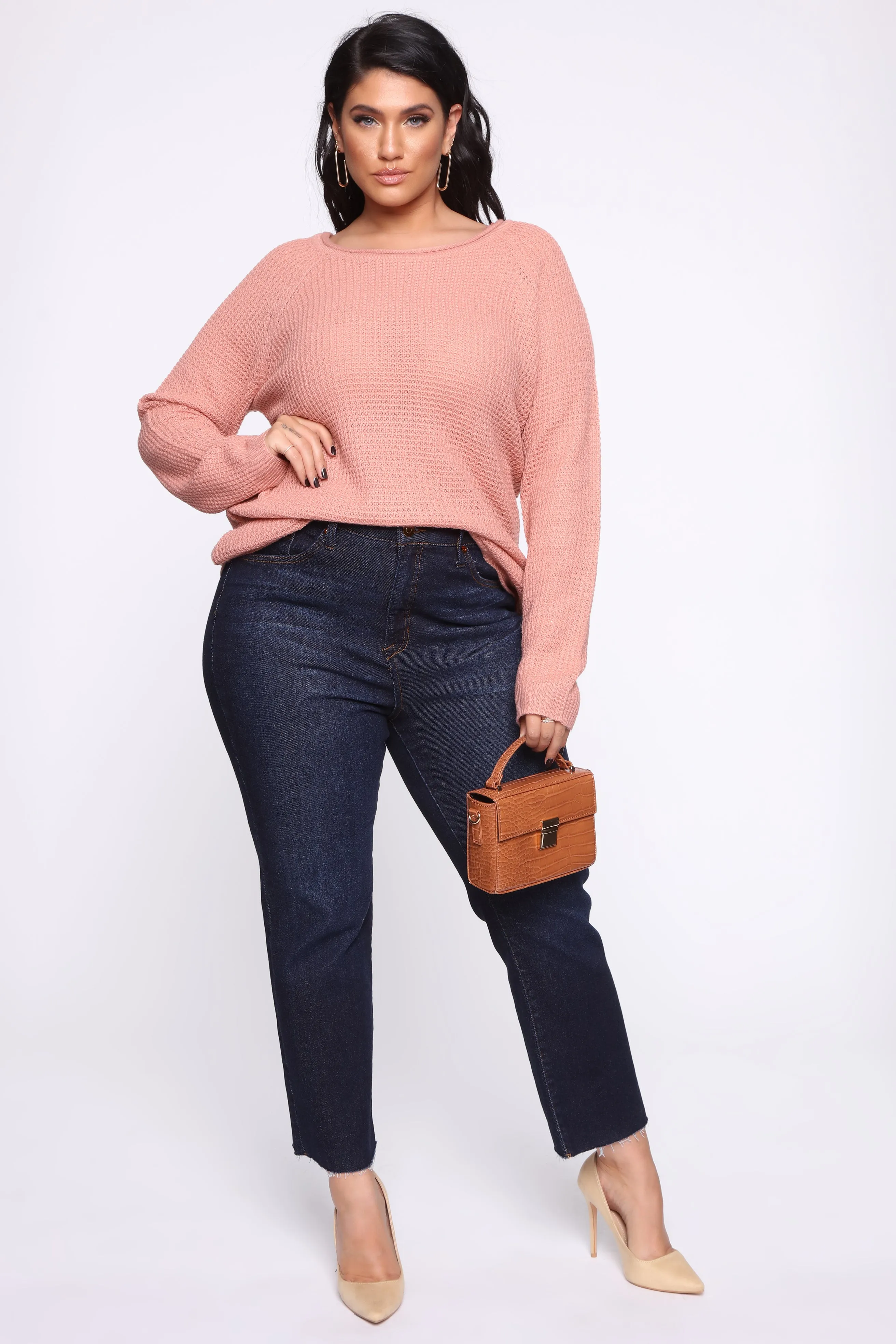 Ariana Waffle Sweater - Mauve