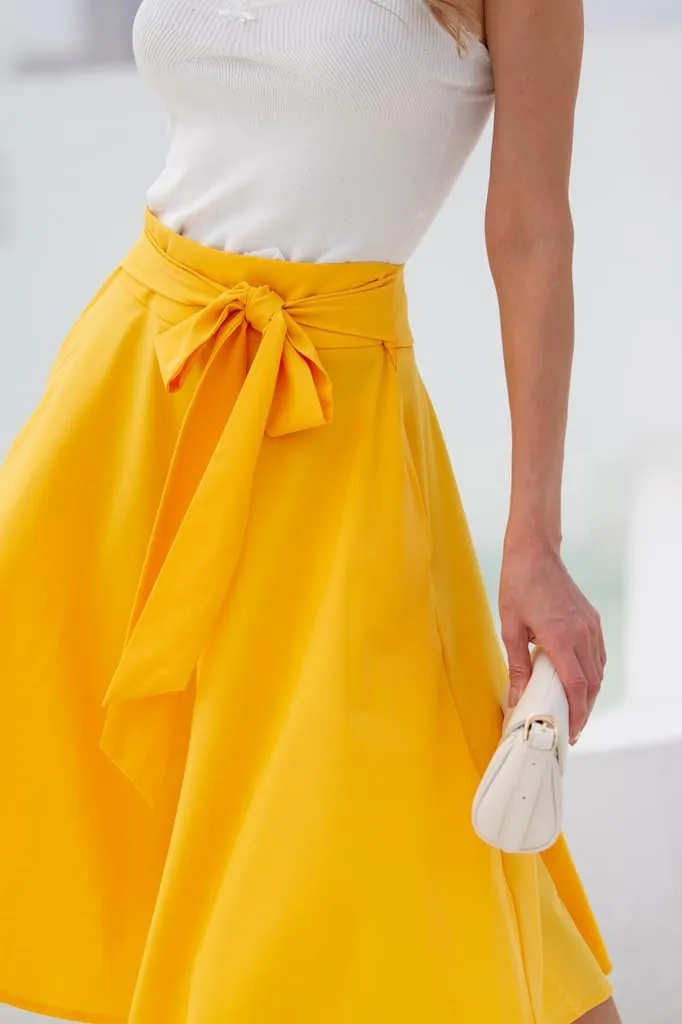 Belle Poque Women's High Waist A-Line Pockets Skirt Skater Flared Midi Skirt Vinage Skirt