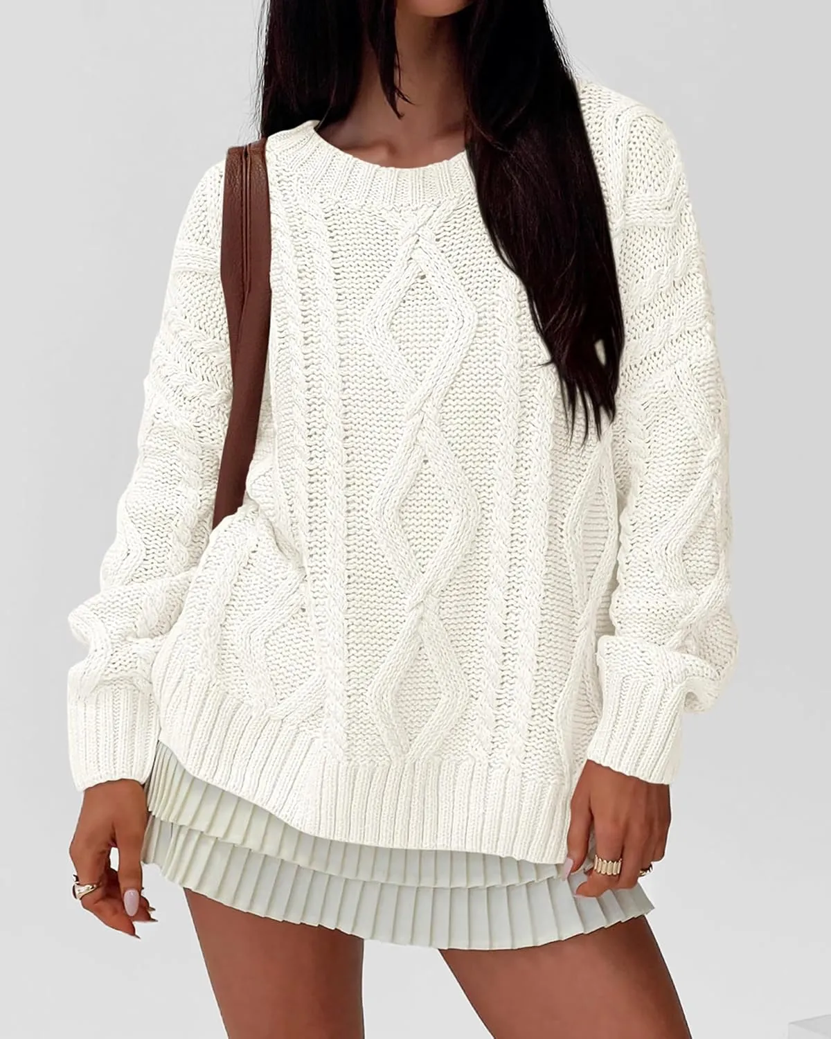 BTFBM Casual Women Long Sleeve Sweater 2025 Fall Ribbed Knit Pullover Loose Crewneck Cable Sweater Jumper Tops