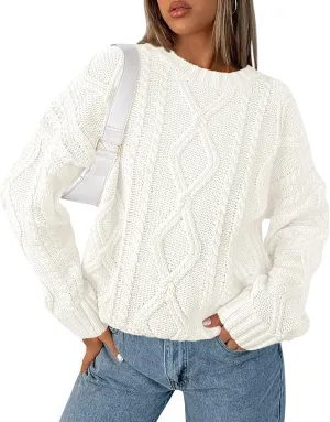 BTFBM Casual Women Long Sleeve Sweater 2025 Fall Ribbed Knit Pullover Loose Crewneck Cable Sweater Jumper Tops