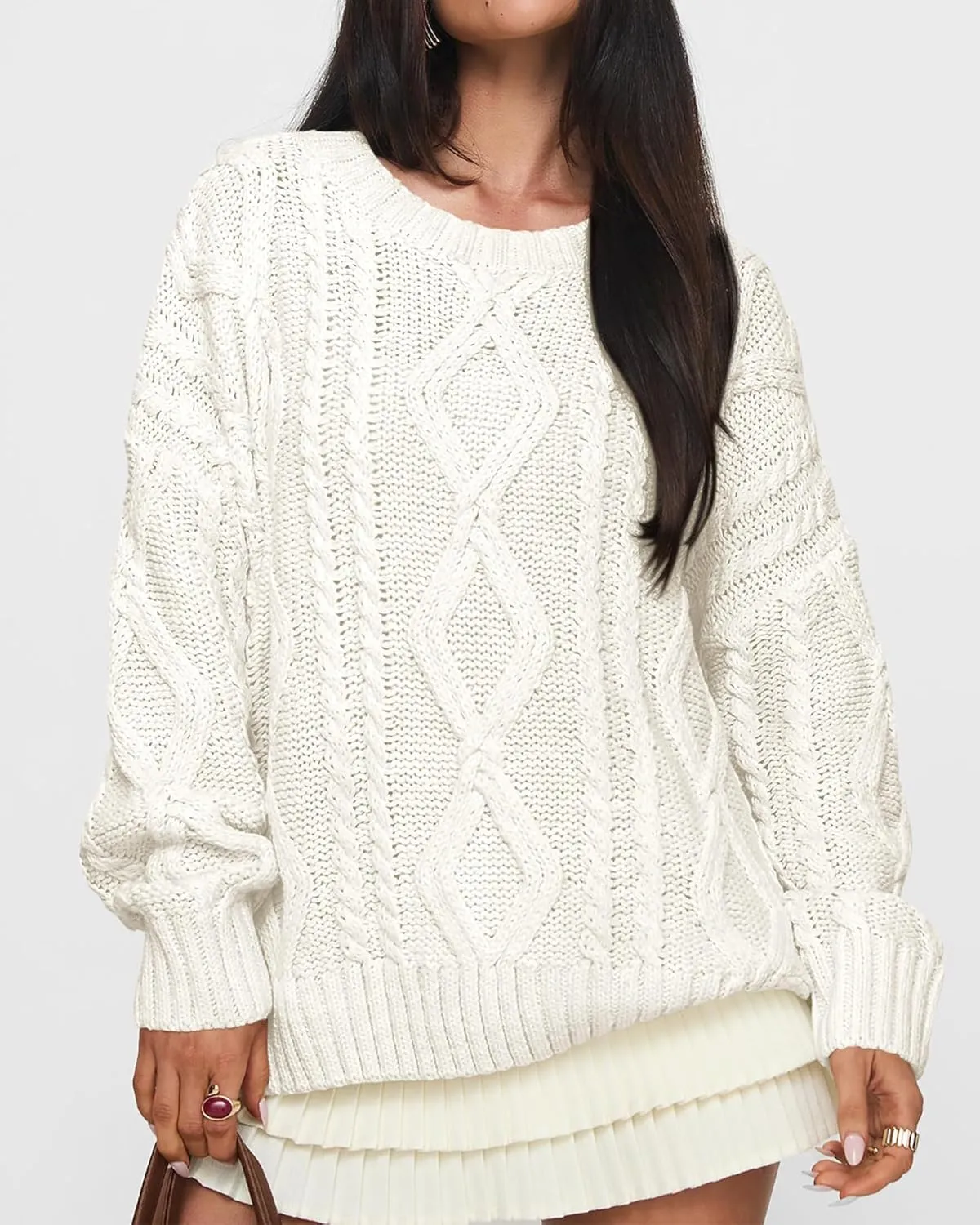 BTFBM Casual Women Long Sleeve Sweater 2025 Fall Ribbed Knit Pullover Loose Crewneck Cable Sweater Jumper Tops