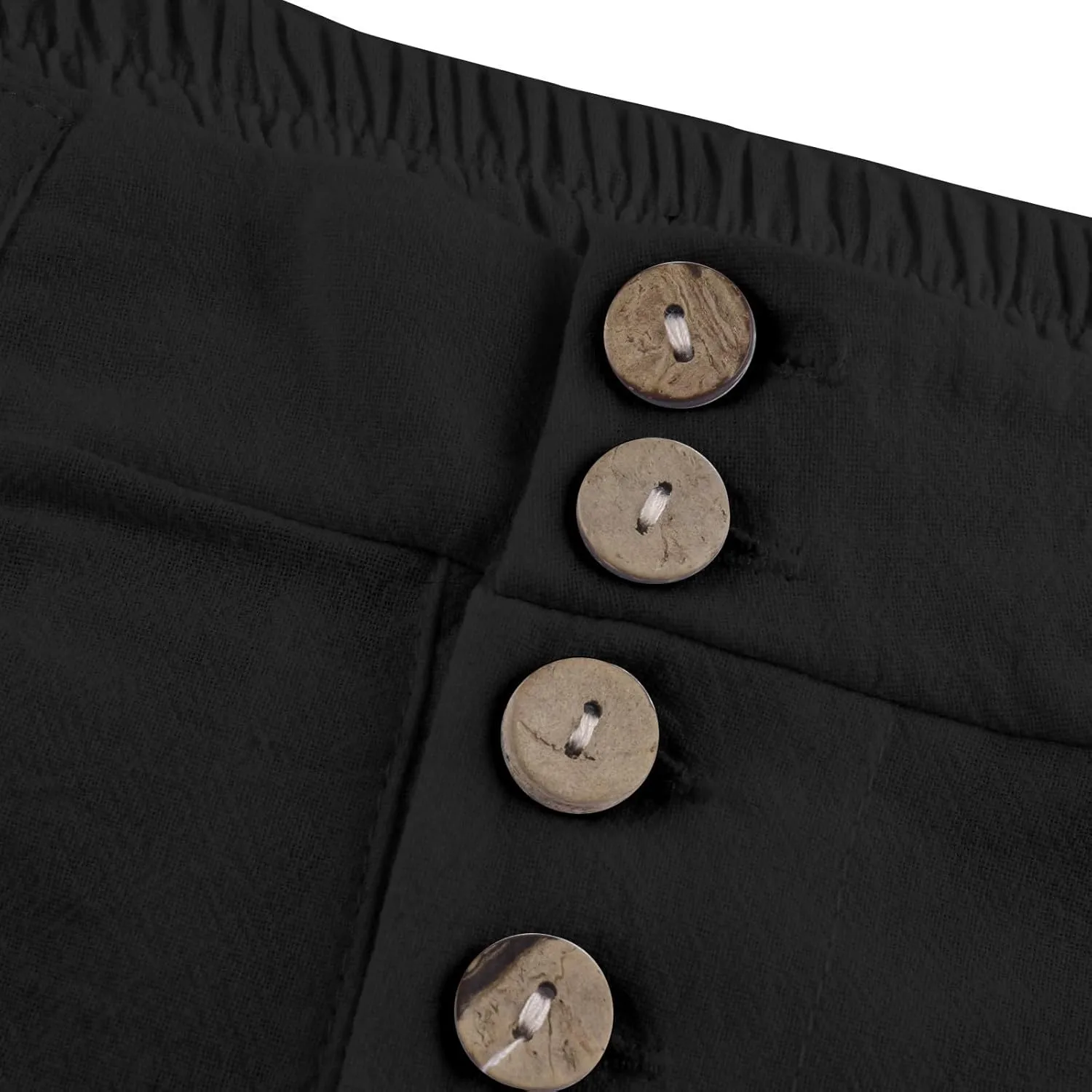 Capri Linen Pants for Women Petite Wide Leg Linen Pants Casual Loose Fit High Waisted Pants with Drawstrings