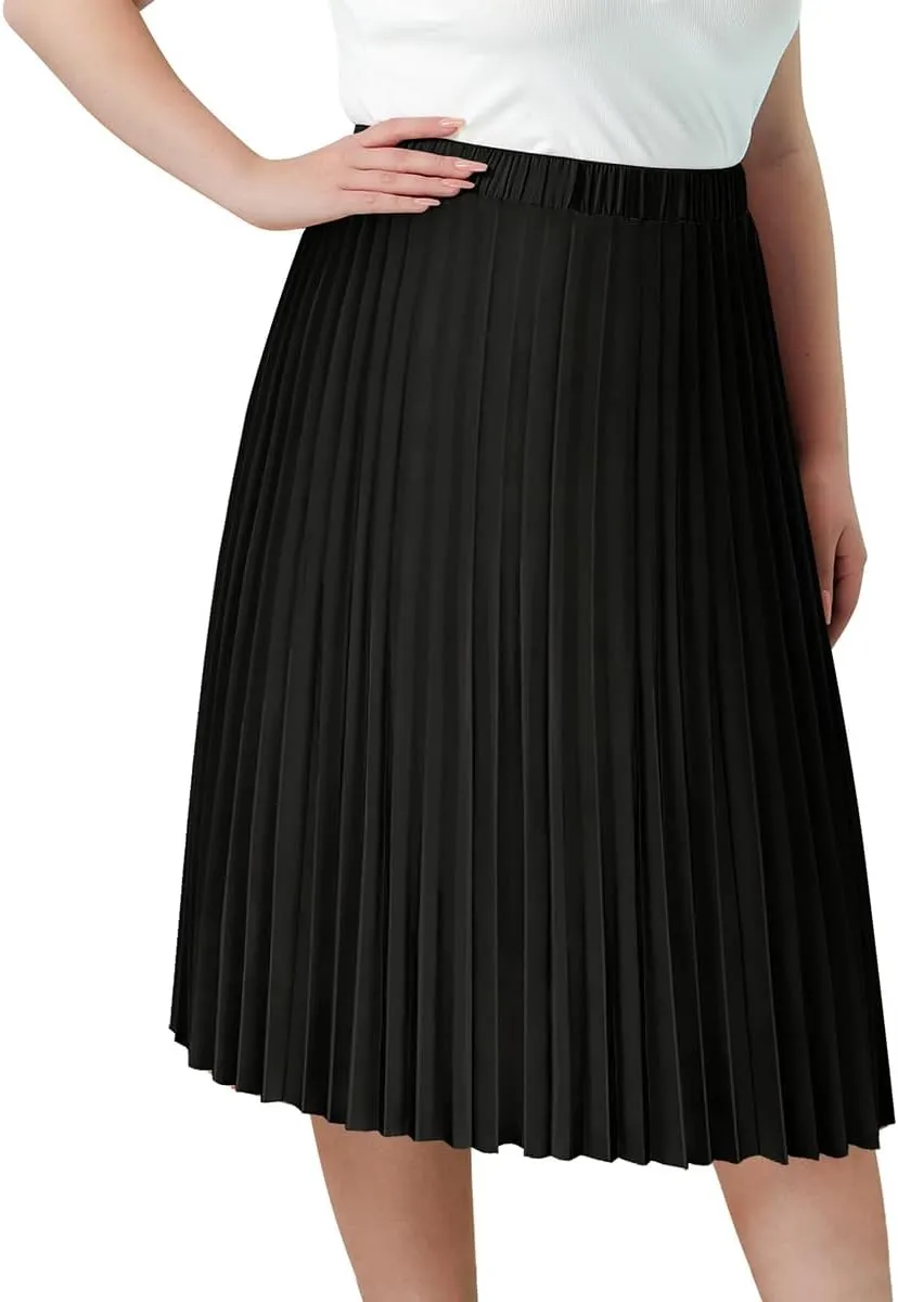 CARCOS Plus Size Midi/Mini Skirks for Women Solid/Star/Striped A Line Flowy High Waist Skirt XL-5XL