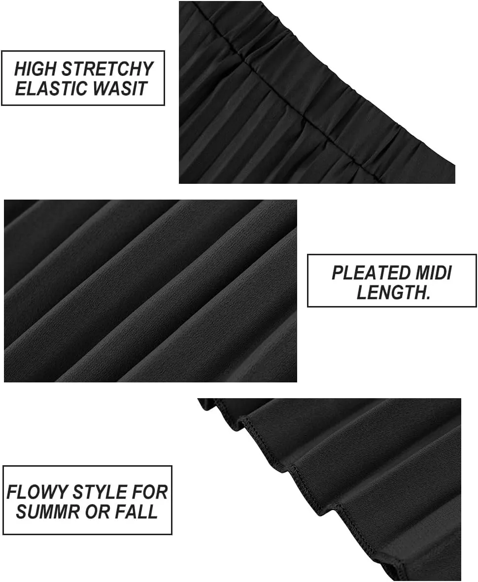 CARCOS Plus Size Midi/Mini Skirks for Women Solid/Star/Striped A Line Flowy High Waist Skirt XL-5XL