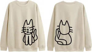 Cat Sweatshirts for Women Graphic Oversized Sweatshirt Funny Long Sleeve Shirt Cute Pullover Fleece Hoodie Tops