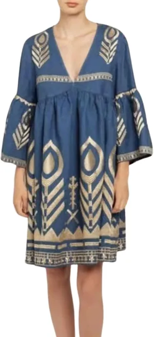 CHARTOU Women's V Neck Ruffle 3/4 Sleeve Babydoll Mini Dress Boho Beach Floral Summer Dress