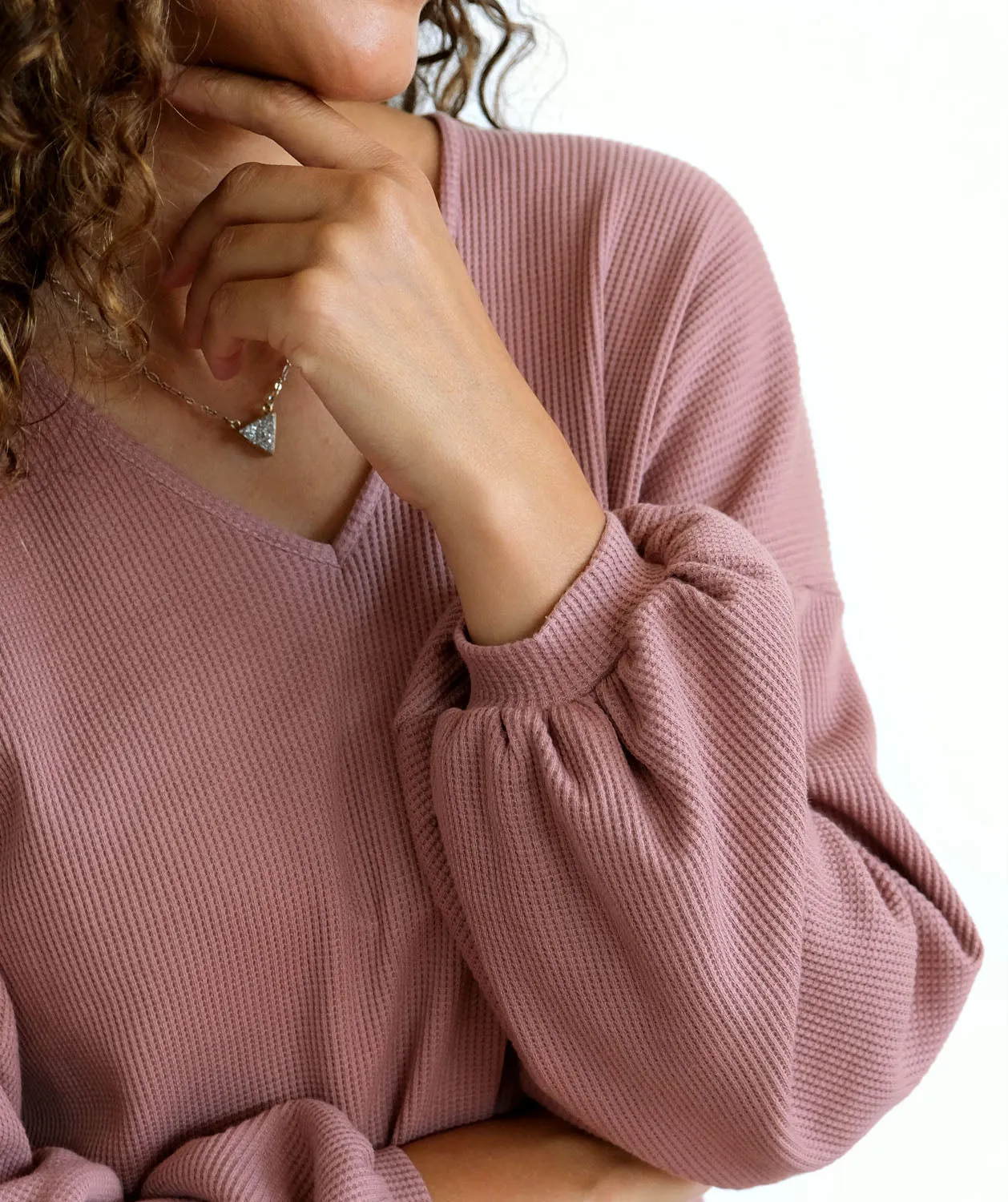 CLAUDE waffle knit tunic in Desert Pink