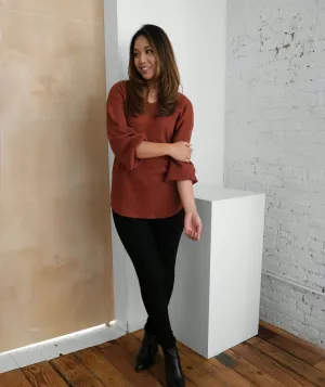 CLAUDE waffle knit tunic in Henna