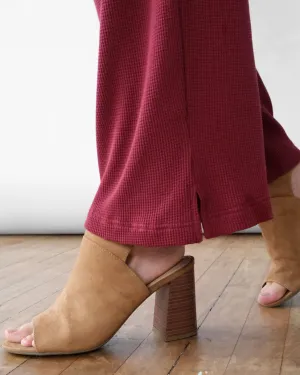COLBY waffle knit pants in Cranberry