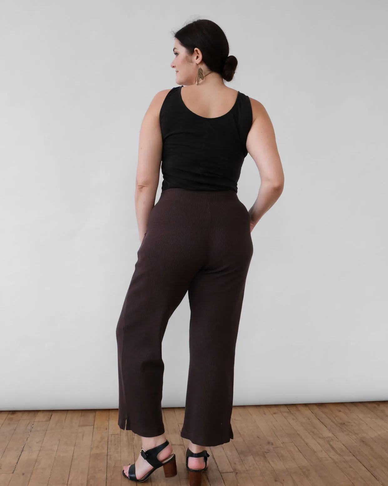 COLBY waffle knit pants in Dark Oak