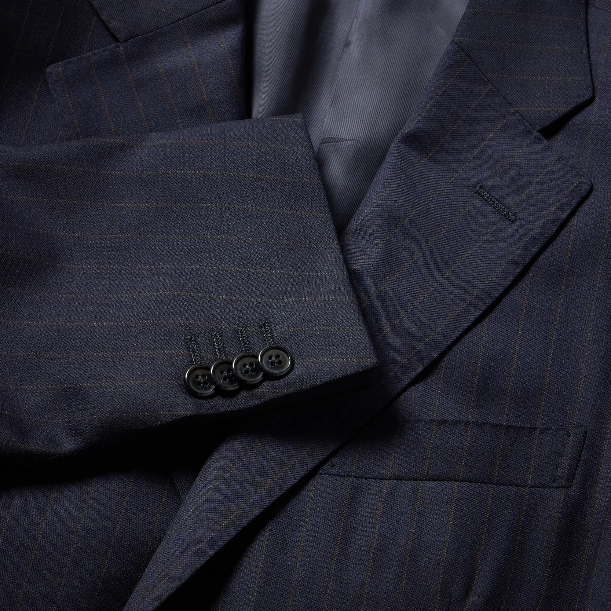 CORNELIANI Striped Twill Suit NAVY/BROWN REG
