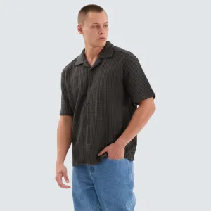 Cozy Knit Waffle Shirt Charcoal