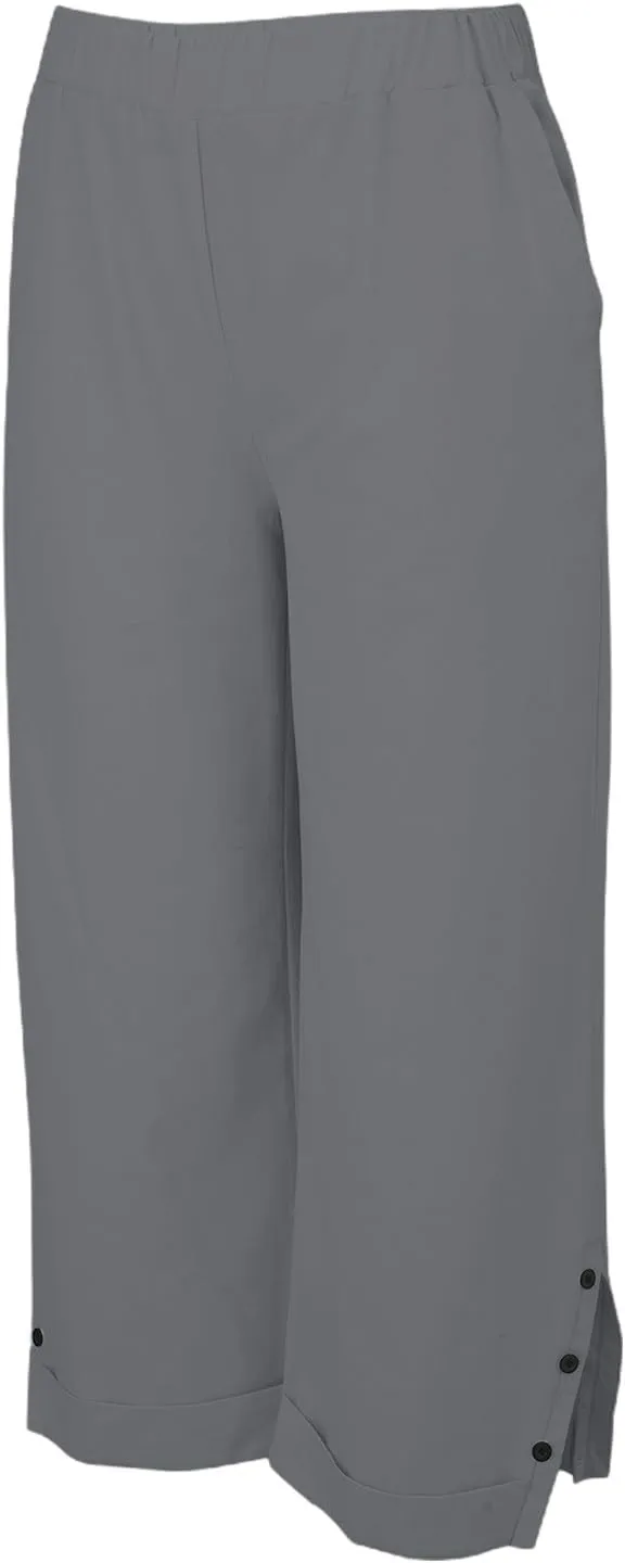 Cropped Linen Pants Women Summer Elastic Waist Straight Leg Plus Size Crop Pants Casual Beach Trousers with Pockets