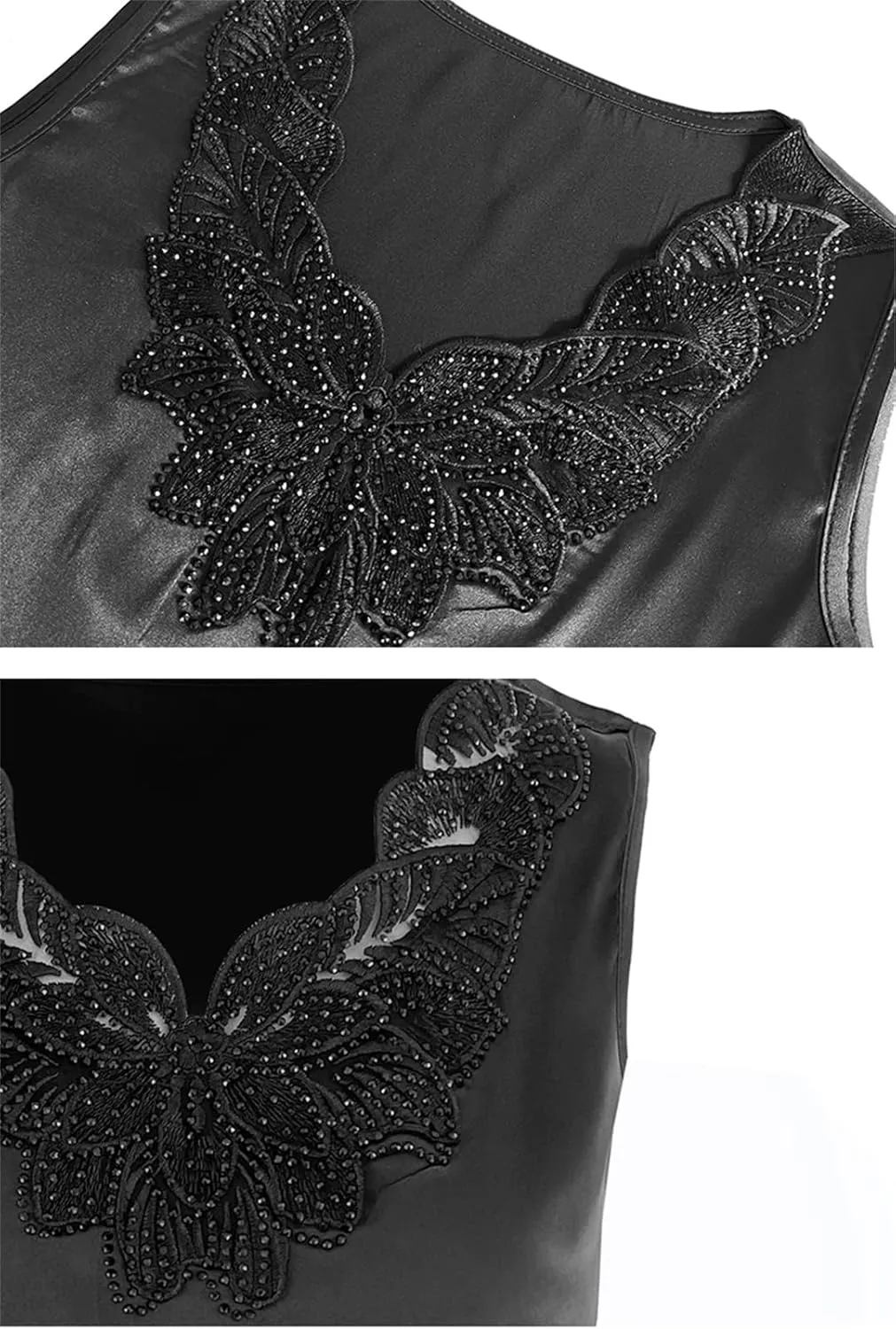 Dbdkejj Women Summer Diamond Embroidery Vest Satin Sleeveless Camisole