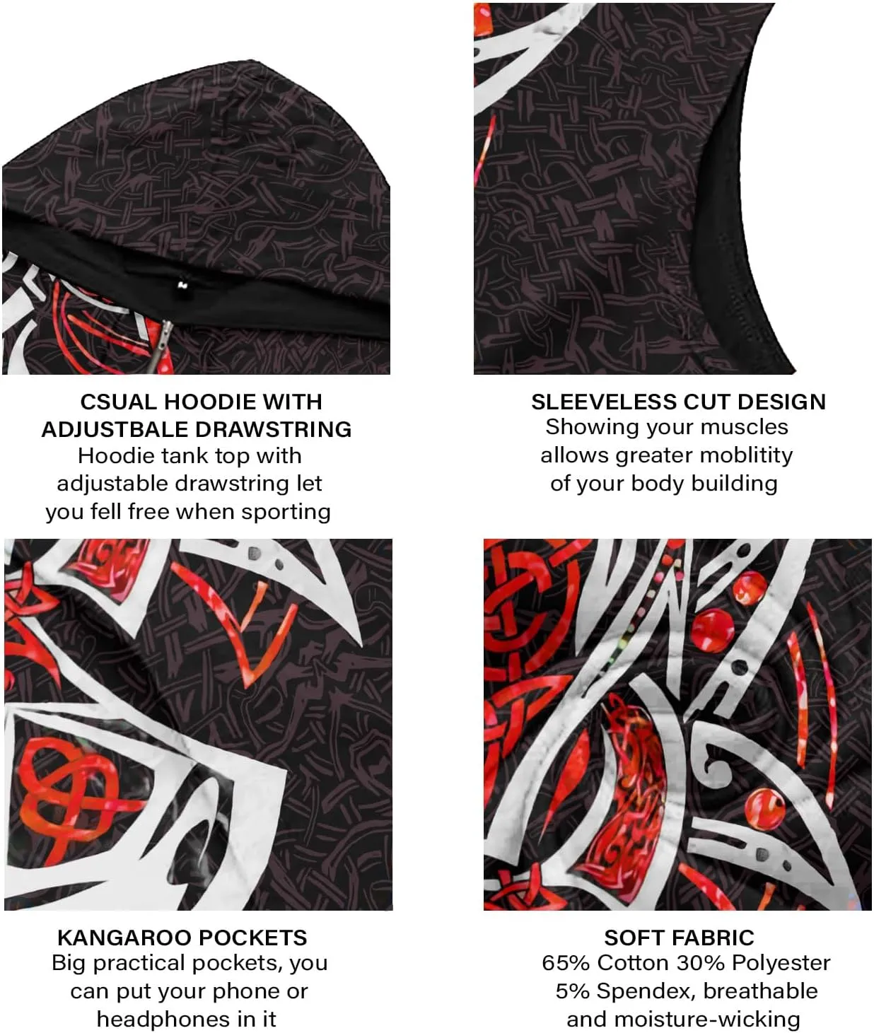 Desantiago Mens Fashion Muscle Hooded Workout Hooded Tank Tops with Pocket Gym Training Zip Hoodies Sleeveless