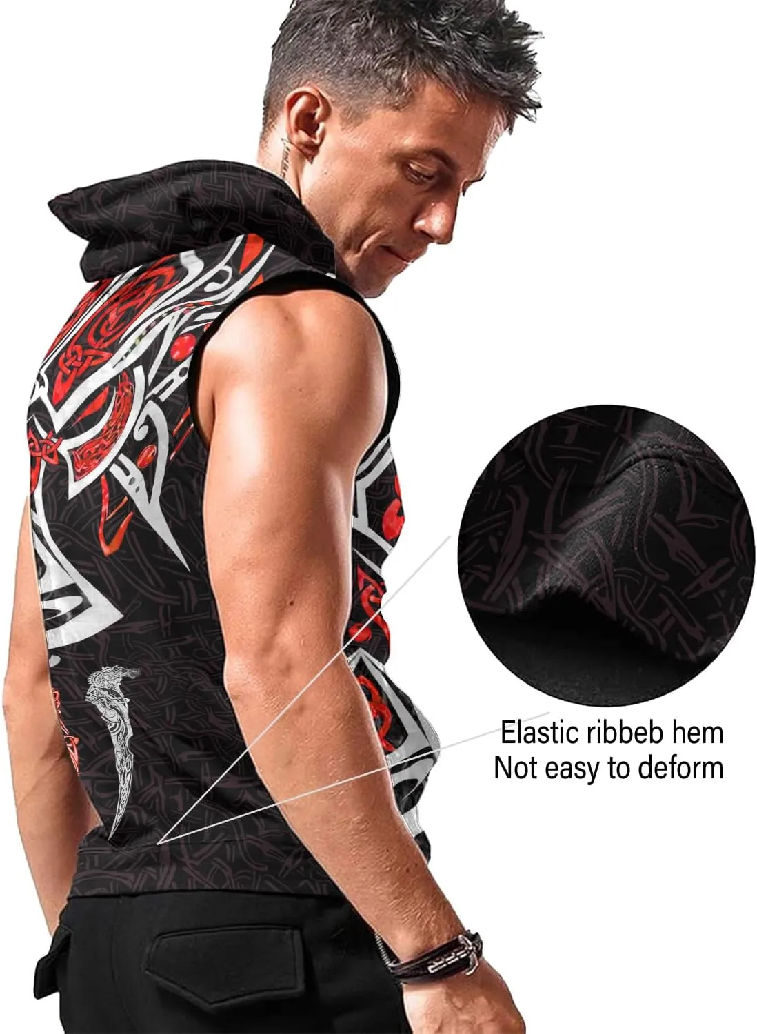 Desantiago Mens Fashion Muscle Hooded Workout Hooded Tank Tops with Pocket Gym Training Zip Hoodies Sleeveless