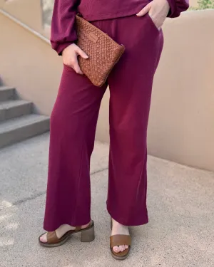 DESERT waffle knit high-rise pants in Raspberry (Tall Length)