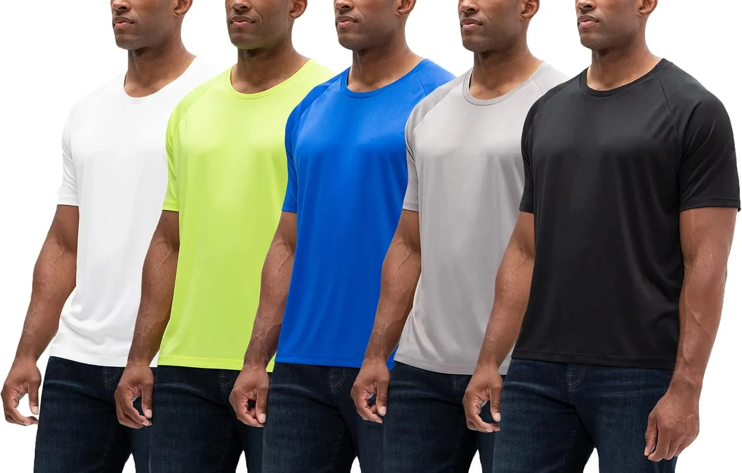 DEVOPS 2 or 5 Pack Men's UPF 50  Sun Protection Moisture Wicking Dry-Fit Short Sleeve Workout V-Neck Shirts