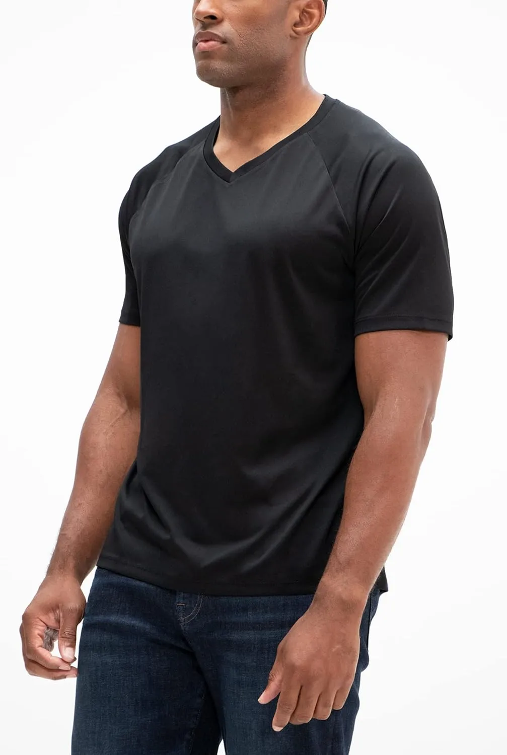 DEVOPS 2 or 5 Pack Men's UPF 50  Sun Protection Moisture Wicking Dry-Fit Short Sleeve Workout V-Neck Shirts