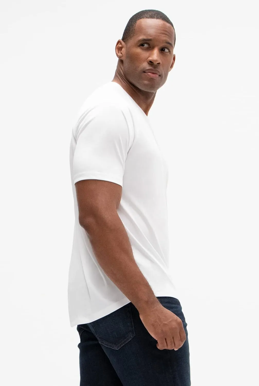 DEVOPS 2 or 5 Pack Men's UPF 50  Sun Protection Moisture Wicking Dry-Fit Short Sleeve Workout V-Neck Shirts