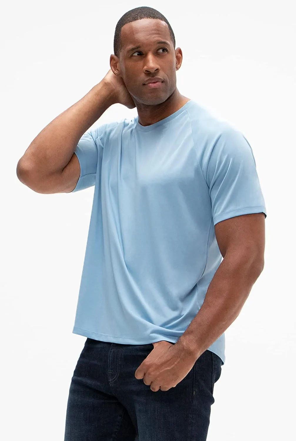 DEVOPS 2 or 5 Pack Men's UPF 50  Sun Protection Moisture Wicking Dry-Fit Short Sleeve Workout V-Neck Shirts