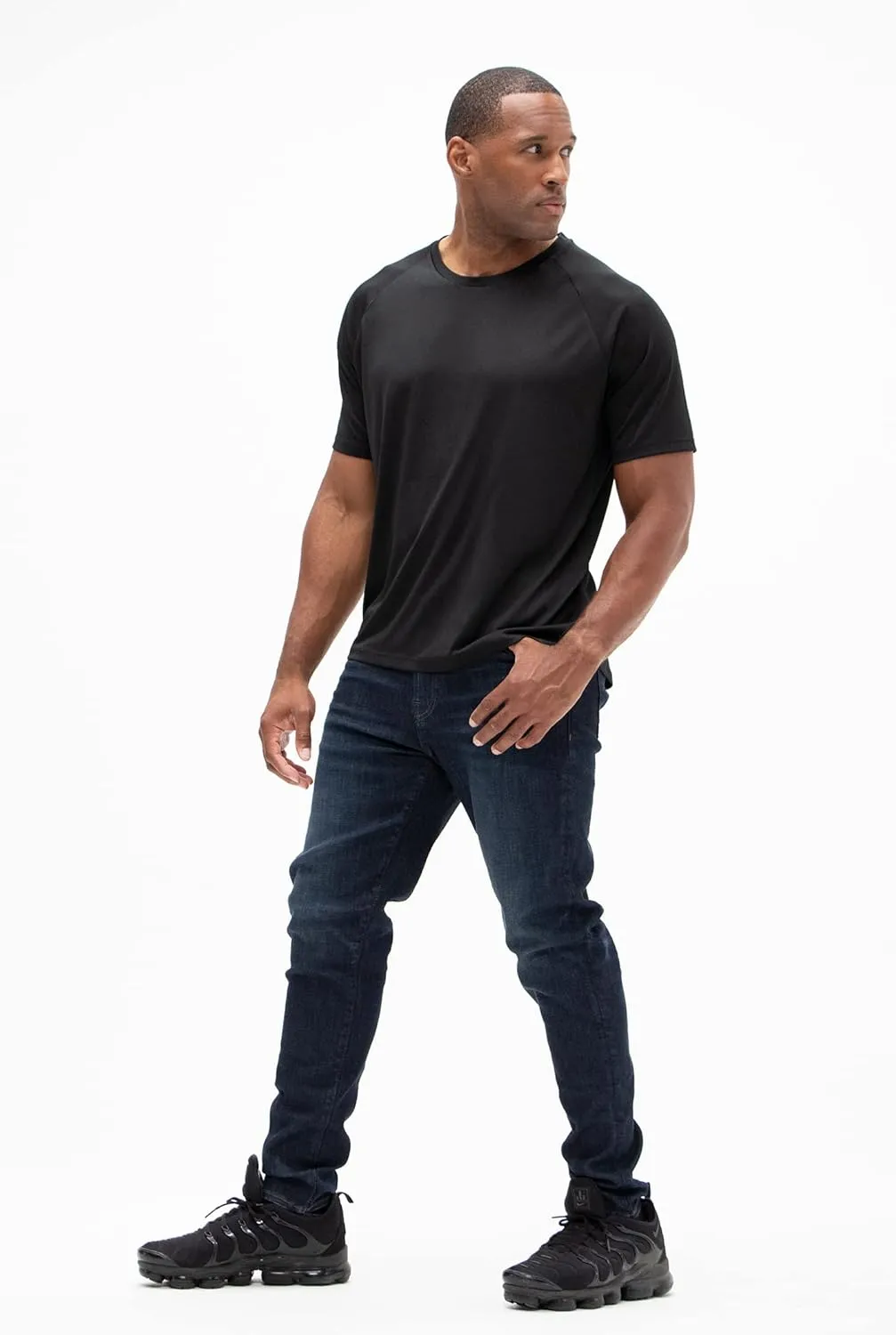DEVOPS 2 or 5 Pack Men's UPF 50  Sun Protection Moisture Wicking Dry-Fit Short Sleeve Workout V-Neck Shirts