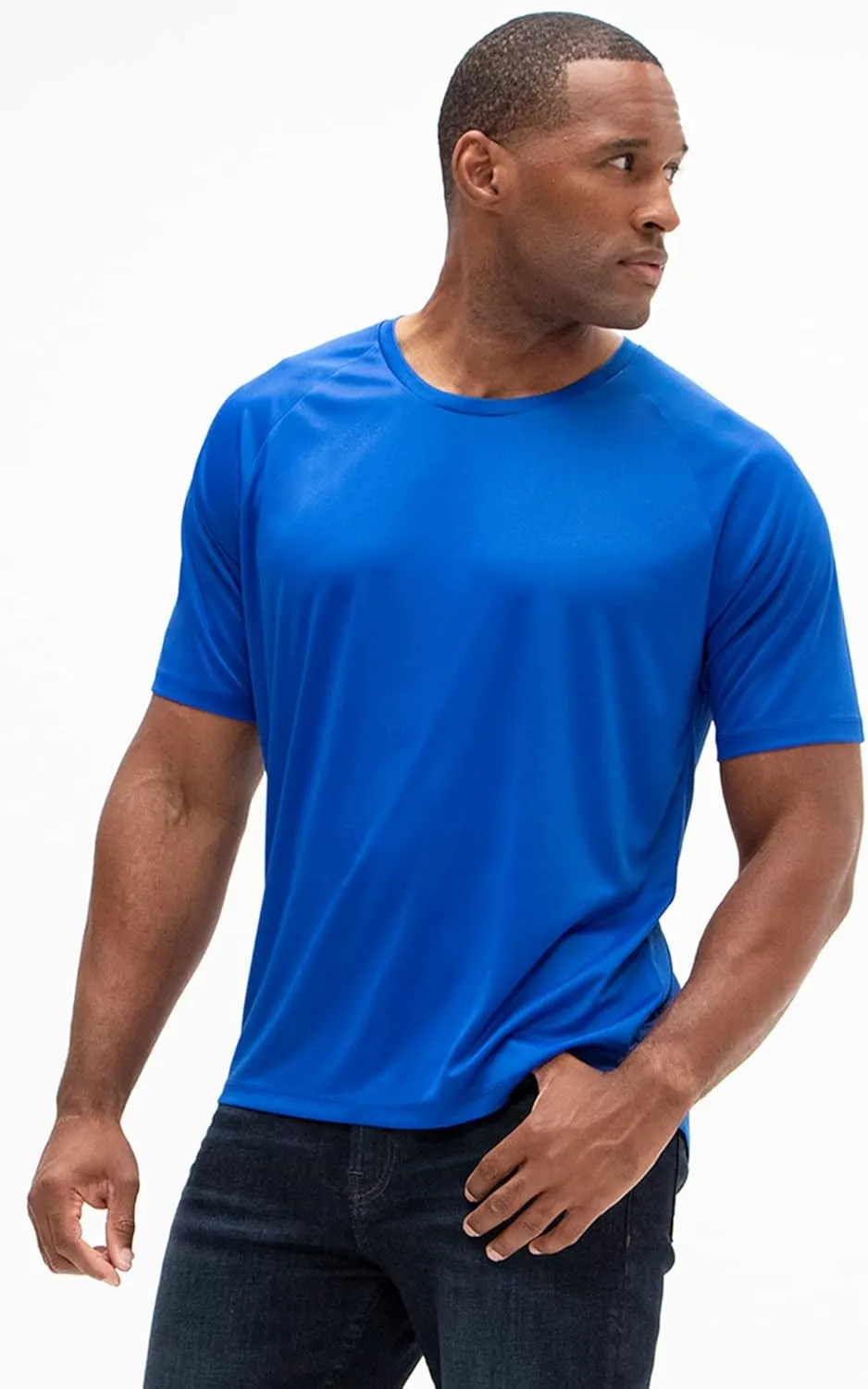 DEVOPS 2 or 5 Pack Men's UPF 50  Sun Protection Moisture Wicking Dry-Fit Short Sleeve Workout V-Neck Shirts