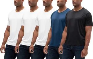 DEVOPS 2 or 5 Pack Men's UPF 50  Sun Protection Moisture Wicking Dry-Fit Short Sleeve Workout V-Neck Shirts