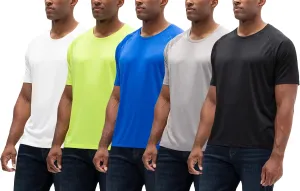 DEVOPS 2 or 5 Pack Men's UPF 50  Sun Protection Moisture Wicking Dry-Fit Short Sleeve Workout V-Neck Shirts