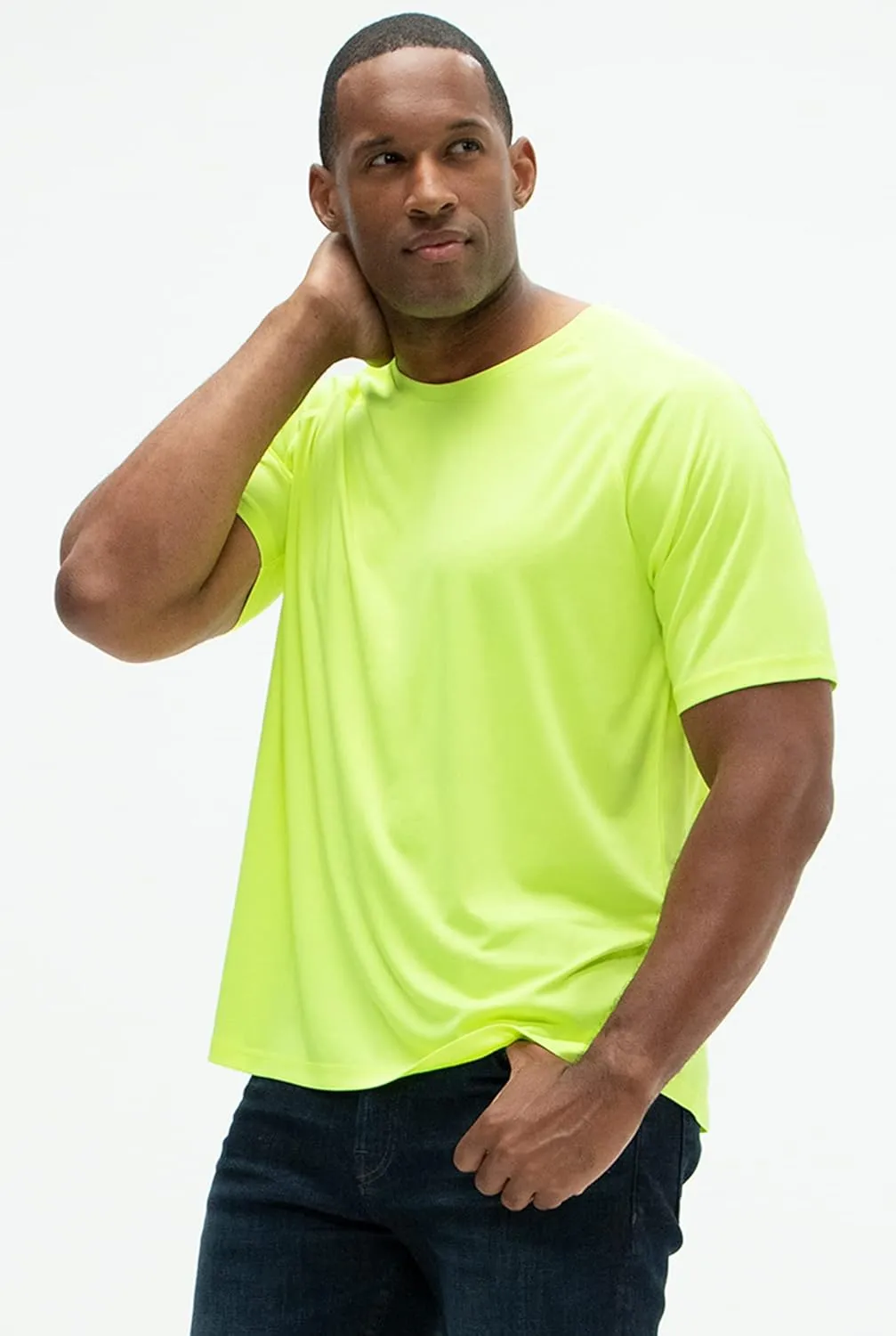 DEVOPS 2 or 5 Pack Men's UPF 50  Sun Protection Moisture Wicking Dry-Fit Short Sleeve Workout V-Neck Shirts