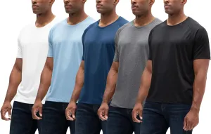 DEVOPS 2 or 5 Pack Men's UPF 50  Sun Protection Moisture Wicking Dry-Fit Short Sleeve Workout V-Neck Shirts