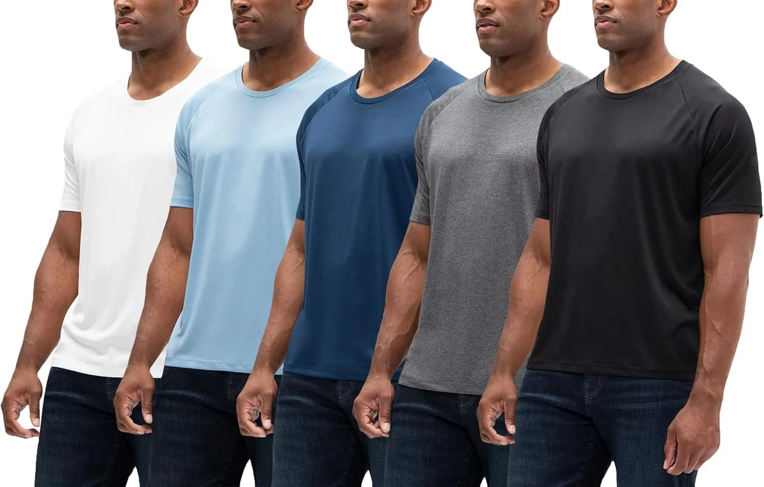 DEVOPS 2 or 5 Pack Men's UPF 50  Sun Protection Moisture Wicking Dry-Fit Short Sleeve Workout V-Neck Shirts