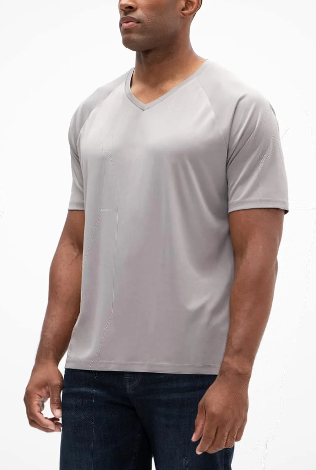 DEVOPS 2 or 5 Pack Men's UPF 50  Sun Protection Moisture Wicking Dry-Fit Short Sleeve Workout V-Neck Shirts