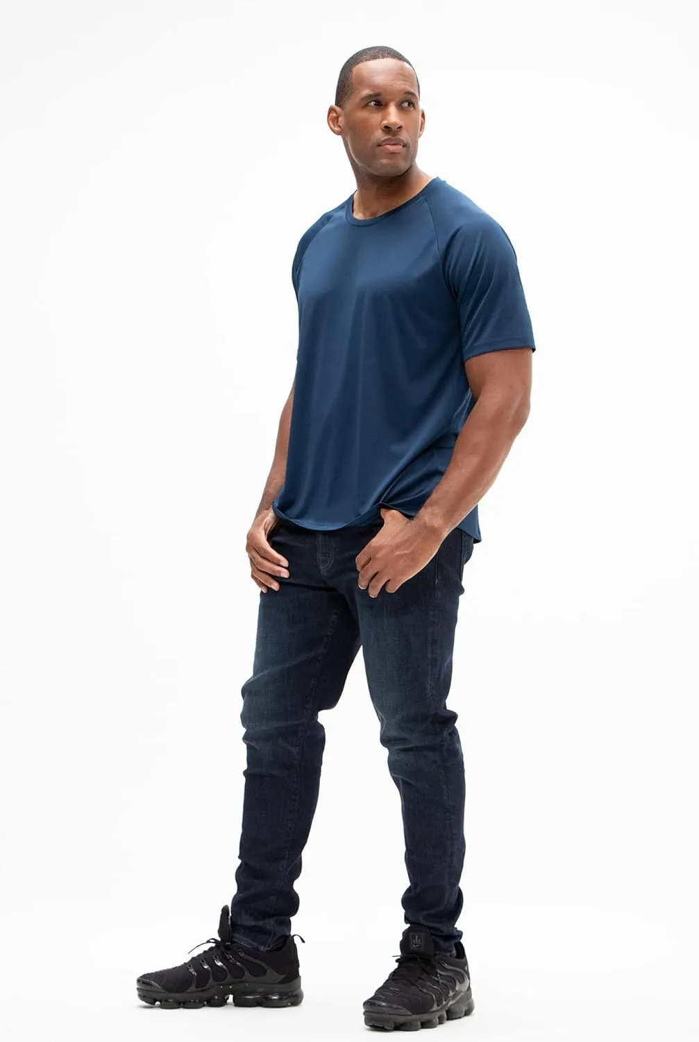 DEVOPS 2 or 5 Pack Men's UPF 50  Sun Protection Moisture Wicking Dry-Fit Short Sleeve Workout V-Neck Shirts