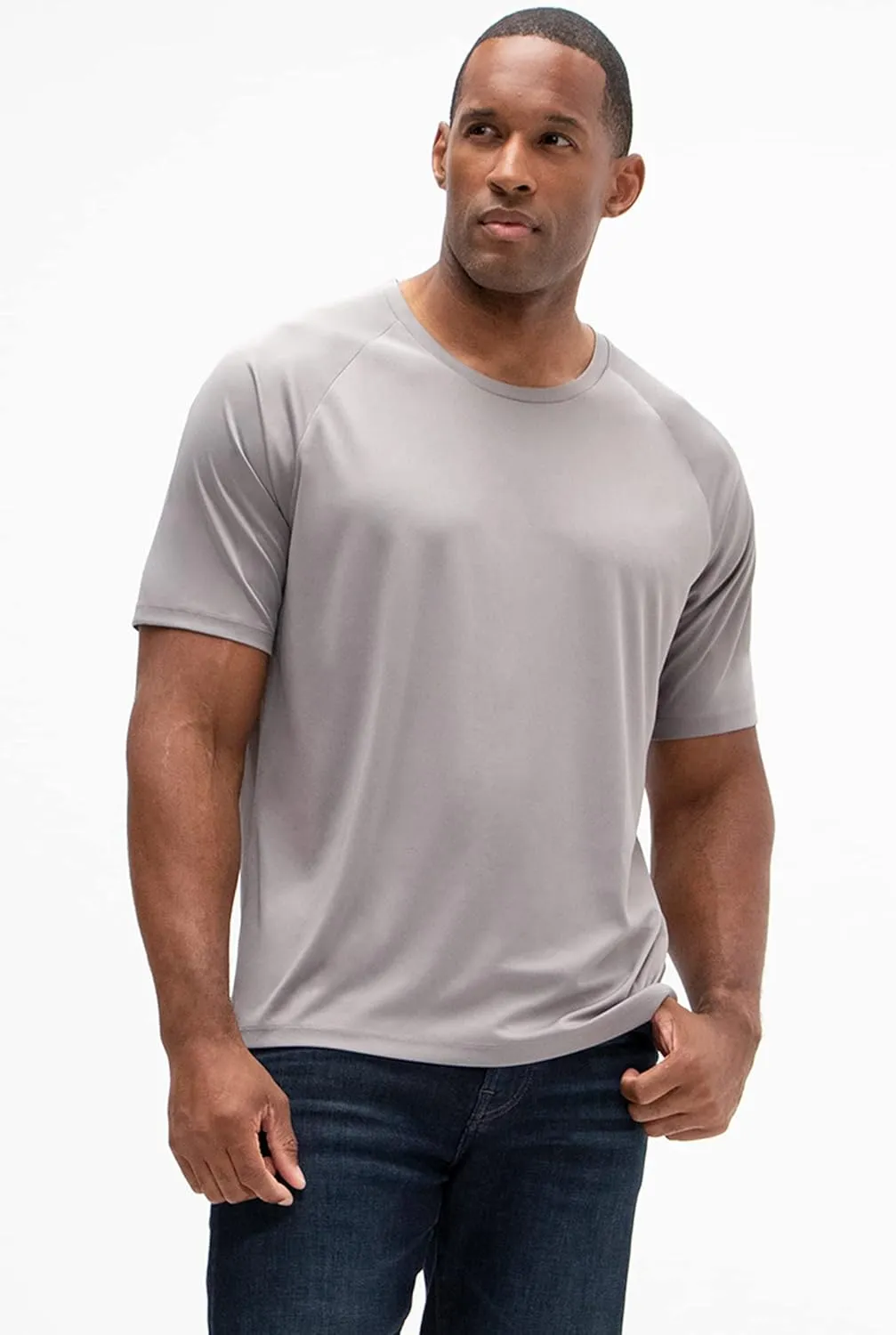 DEVOPS 2 or 5 Pack Men's UPF 50  Sun Protection Moisture Wicking Dry-Fit Short Sleeve Workout V-Neck Shirts