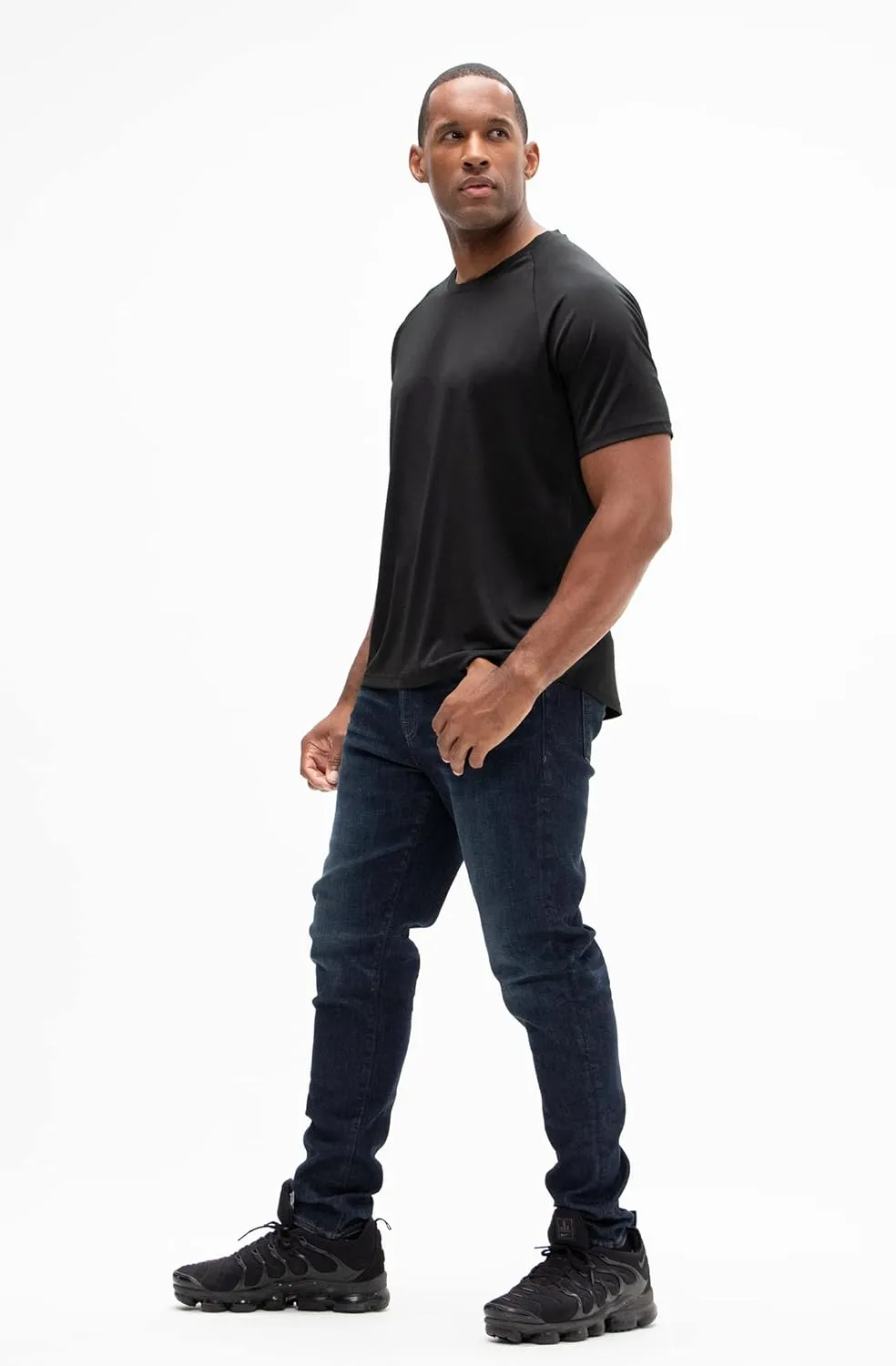 DEVOPS 2 or 5 Pack Men's UPF 50  Sun Protection Moisture Wicking Dry-Fit Short Sleeve Workout V-Neck Shirts