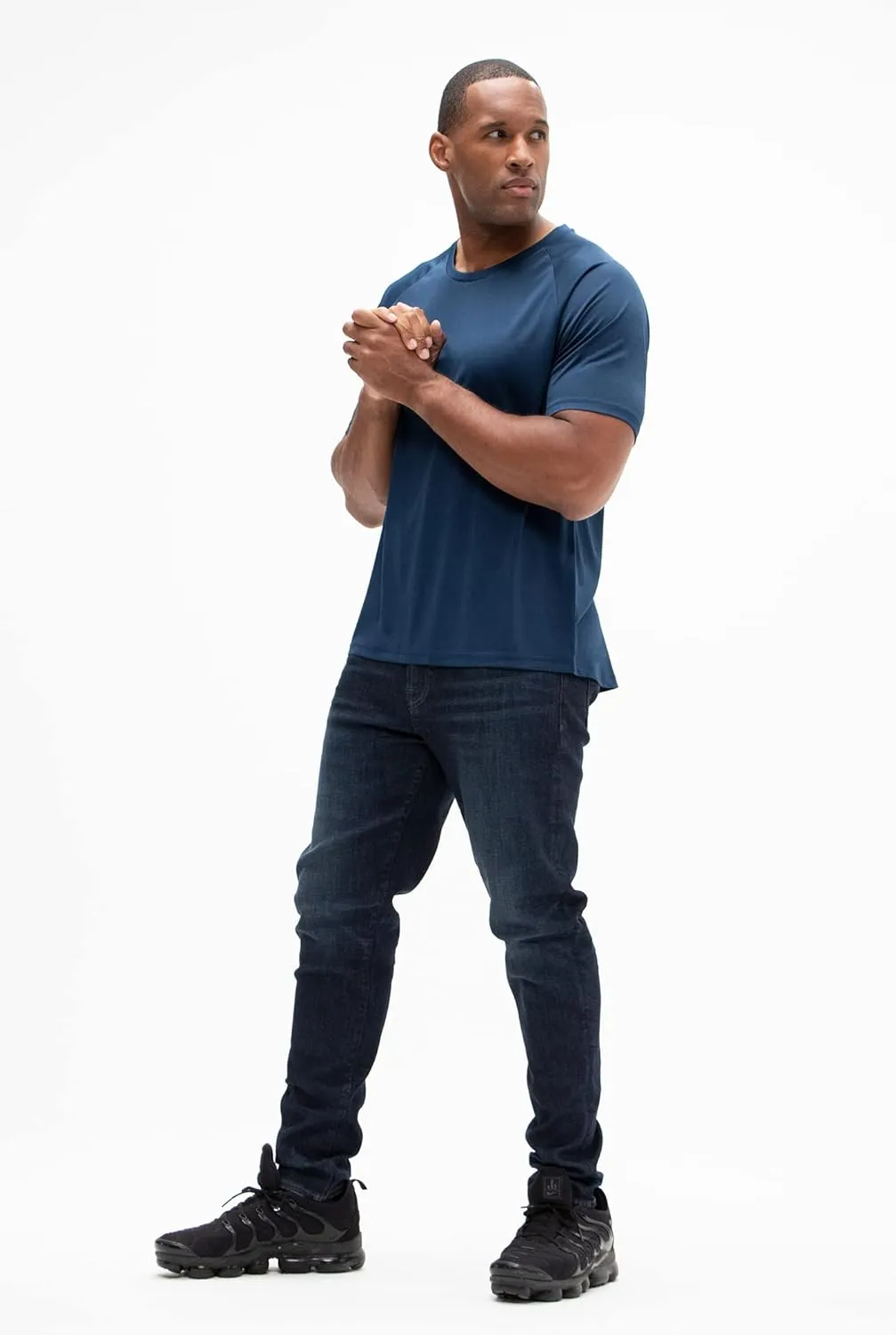 DEVOPS 2 or 5 Pack Men's UPF 50  Sun Protection Moisture Wicking Dry-Fit Short Sleeve Workout V-Neck Shirts