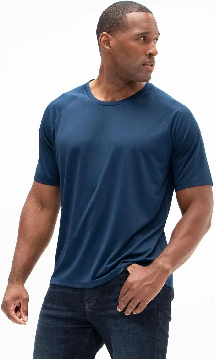 DEVOPS 2 or 5 Pack Men's UPF 50  Sun Protection Moisture Wicking Dry-Fit Short Sleeve Workout V-Neck Shirts