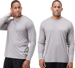 DEVOPS 2 Pack Men's Sun Protection Quick Dry Long Sleeve Rash Guard Fishing Running Garden Cycling Garage Homewear Shirt