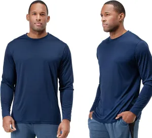 DEVOPS 2 Pack Men's Sun Protection Quick Dry Long Sleeve Rash Guard Fishing Running Garden Cycling Garage Homewear Shirt